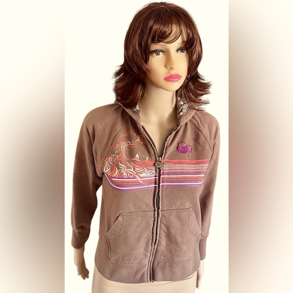 Hostess Pick ☄️ Brown Girl's Hoodie with Wave Design by OP - Picture 3 of 11